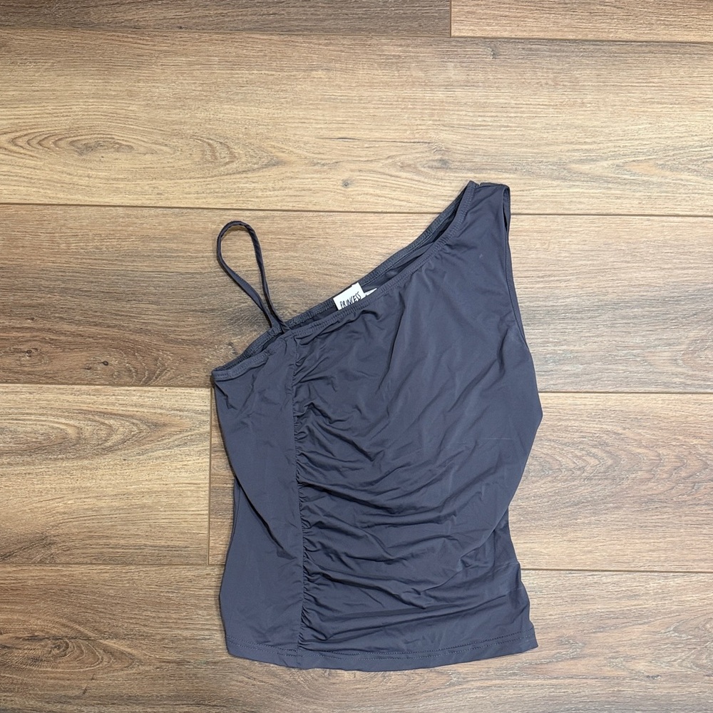Princess Polly One-Shoulder Ruched Tank Top gray color